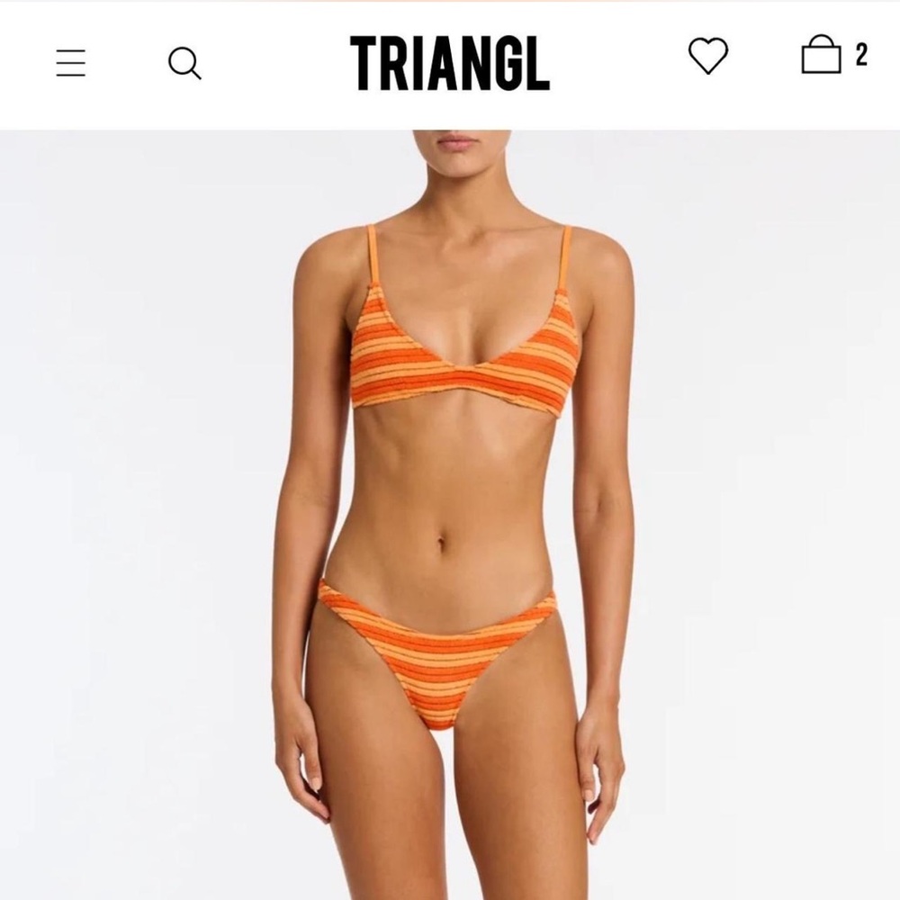triangl swimwear Women's Orange Striped Bikini Set